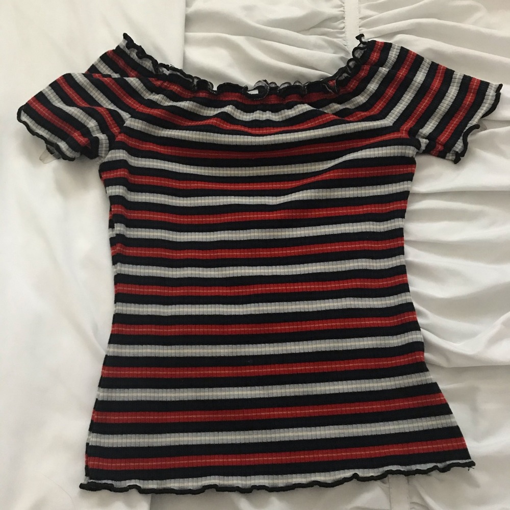 Charlotte Russe Striped Off-shoulder Top